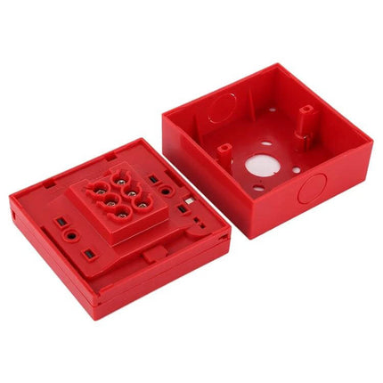 Emergency Break Glass Button for Safe Door Release in Buildings - red plastic mounting box and backplate for electric lock integration