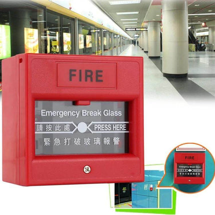 Emergency Break Glass Button for Safe Door Release in Buildings red wall-mounted fire release switch
