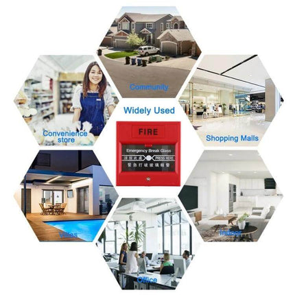 Emergency Break Glass Button for Safe Door Release in Buildings red fire alarm used in community, malls, offices and homes