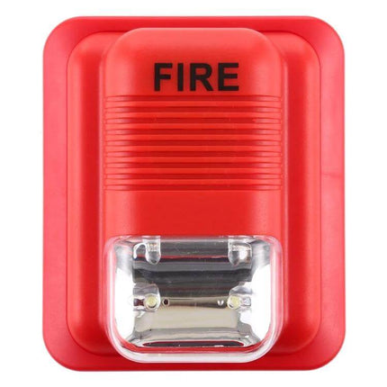 Fire Alarm with Sound and Light Alerts for Home and Office Use - red wall-mounted unit with loudspeaker and strobe light for homes, offices, hotels