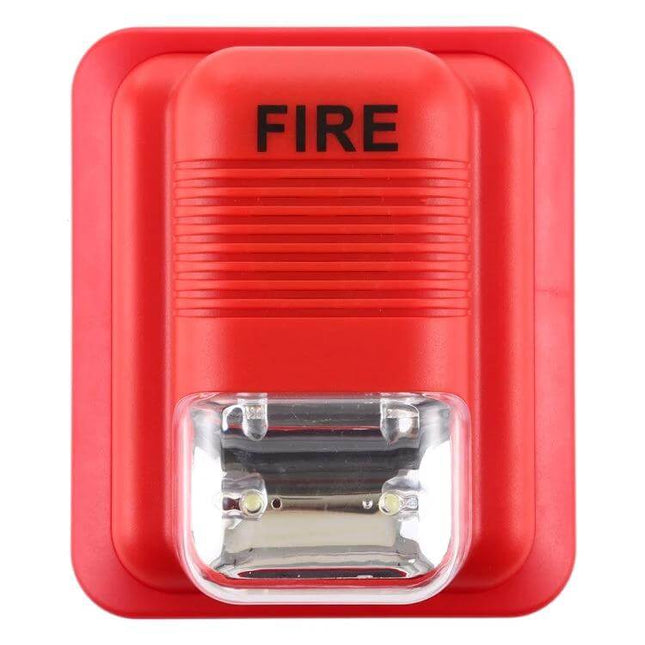 Fire Alarm with Sound and Light Alerts for Home and Office Use - red wall-mounted unit with loud siren and strobe light