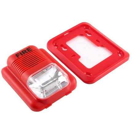 Fire Alarm with Sound and Light Alerts for Home and Office Use - red wall-mounted strobe and siren unit