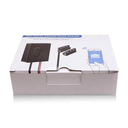 Wireless Garage Door Controller with App and Voice Access - boxed WiFi smart garage door controller kit with mobile app and voice command support