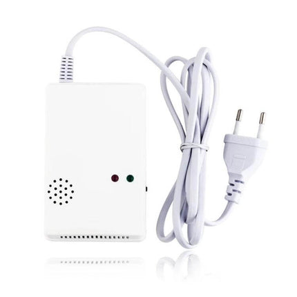 Wireless Household Gas Alarm for Home Leak Detection wall-mounted white detector with LED indicators and power cord