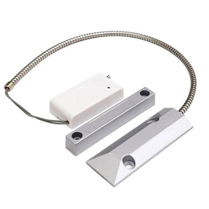 Wireless Magnetic Detector for Shutter Door Security Systems - white wireless magnetic contact with metal sensor plates for shutter door security