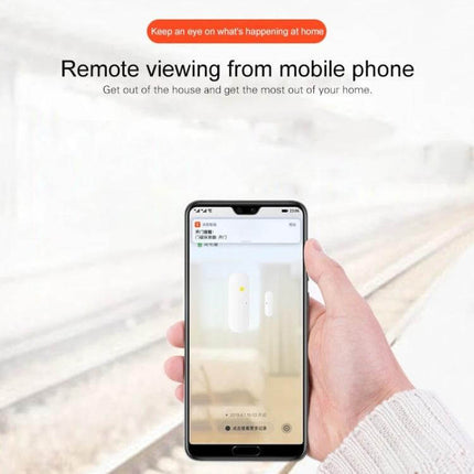 Smart WiFi Door and Window Sensor for Home Security Monitoring showing mobile app remote viewing and instant open/close alerts