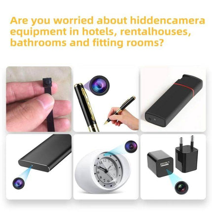 Camera Detector with LED Flashlight for Privacy Protection detecting hidden cameras in hotels, rental homes and bathrooms with compact flashlight