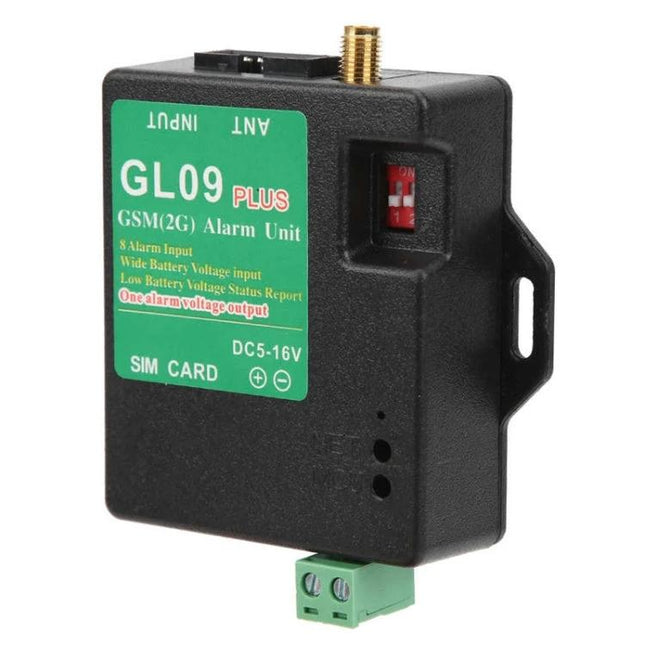 GL09 Plus GSM Alarm for Everyday Security Monitoring - compact GSM(2G) alarm unit for homes and warehouses, SMS/call alerts, 8-input monitoring