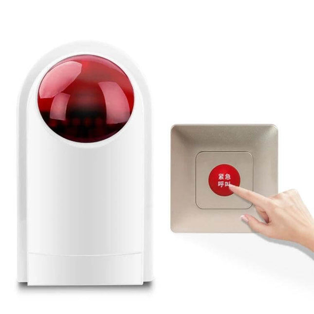 Wireless Emergency Call Button for Bathroom Assistance - red wireless panic button with 120dB alarm and wall-mounted call switch for bathroom use