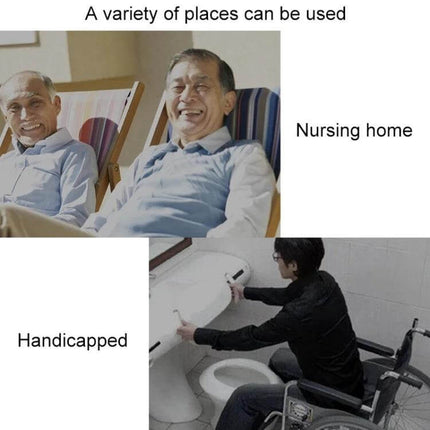 Wireless Emergency Call Button for Bathroom Assistance shown used in nursing homes and by a person in a wheelchair near toilet