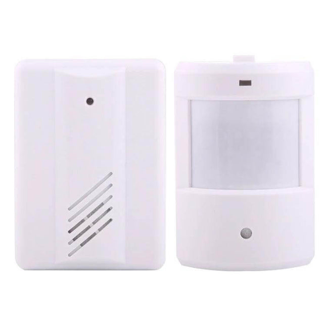 Wireless Motion Sensor Kit for Home Security Detection - white PIR sensor and wireless receiver for entryway monitoring