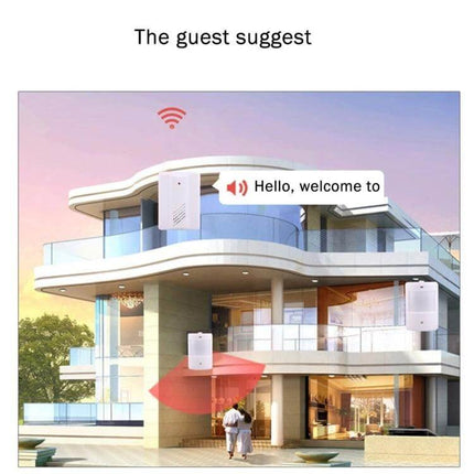 Wireless Home Security System with Motion Detectors mounted on modern home exterior showing motion detection and welcome alert
