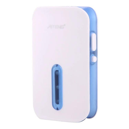 AITENG Battery-Free Waterproof Wireless Doorbell for Home Entry white-blue indoor chime unit showing side buttons and LED indicator