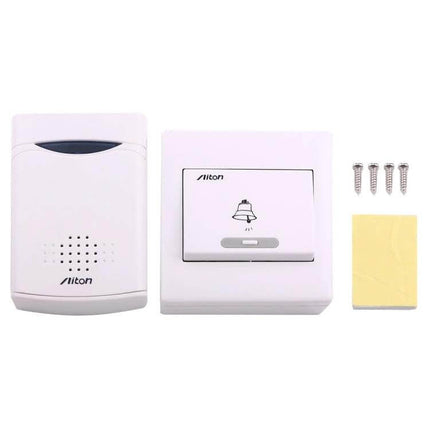 Aiton Wireless Music Doorbell with Multiple Ringtones for Home - white wireless doorbell set with push button, chime unit, screws and adhesive