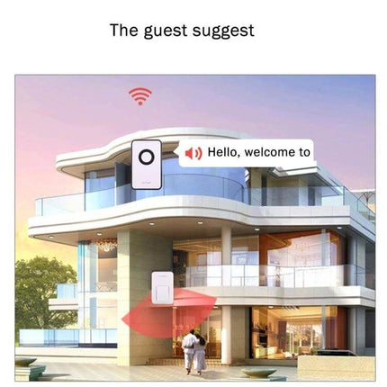 AITENG Battery-Free Wireless Doorbell for Everyday Use showing door chime and wireless range at modern home entrance