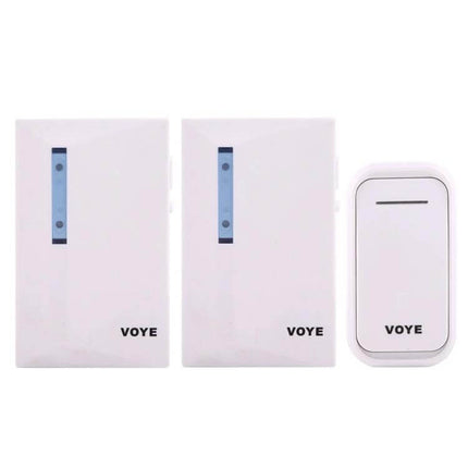 Voyage Wireless Smart Music Doorbell with Dual Receiver white wireless push button and two dual receivers, easy no-wire home entry alerts
