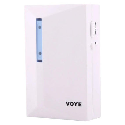 Voyage Wireless Smart Music Doorbell with Dual Receiver white indoor dual receiver unit showing LED strip and VOYE logo