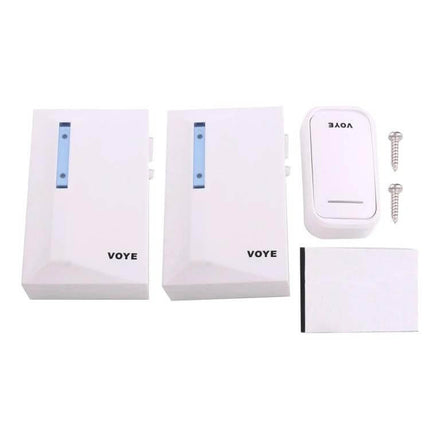 Voyage Wireless Smart Music Doorbell with Dual Receiver white wireless chime kit with two receivers and button