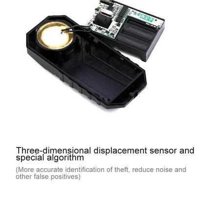 Waterproof Wireless Vibration Alarm for Bicycle Security - internal sensor and circuit showing three-dimensional displacement sensor