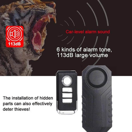 Waterproof Wireless Vibration Alarm for Bicycle Security – 113dB waterproof alarm with remote, 6 tones for bike frame or hidden installation
