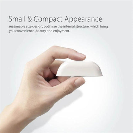 NEO Wireless WiFi Real-Time LED Door and Window Sensor small compact white sensor shown held between fingers for home security monitoring
