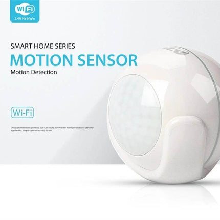 NEO Wireless WiFi PIR Motion Sensor for Smart Home Security white compact PIR motion detector with Wi‑Fi integration near doors and windows