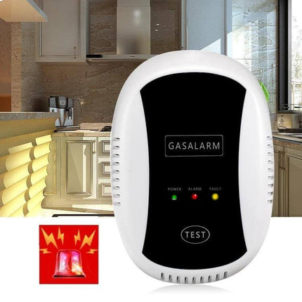 Wireless Natural Gas Detection Alarm for Home Safety - compact wall-mounted gas detector with audio/visual alerts and test button for kitchen use