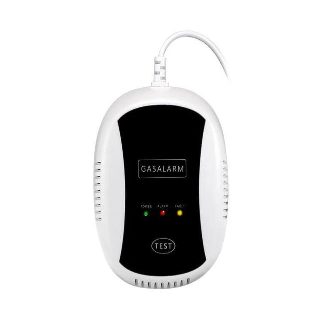Wireless Natural Gas Detection Alarm for Home Safety white plug-in gas detector with test button and LED indicators