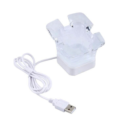 Secure Anti-Theft Alarm Stand for iPhone and iPad Displays showing clear cradle with USB cable and built-in charging battery for retail demos