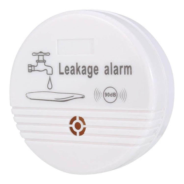 Water Leak Detector Alarm for Home Floors and Appliances compact white leakage alarm for washing machines sinks and water heaters