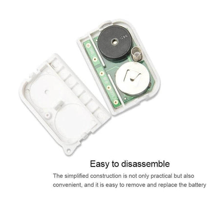 Hospital Infusion Reminder Alarm Sensor for Patient Monitoring showing internal components, battery compartment and easy-to-disassemble design