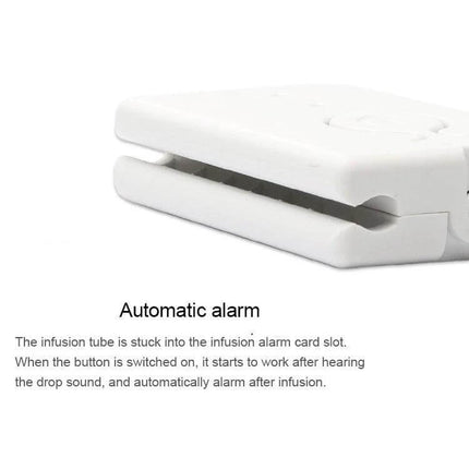 Hospital Infusion Reminder Alarm Sensor for Patient Monitoring white clip-on infusion tube alarm device with automatic alarm text