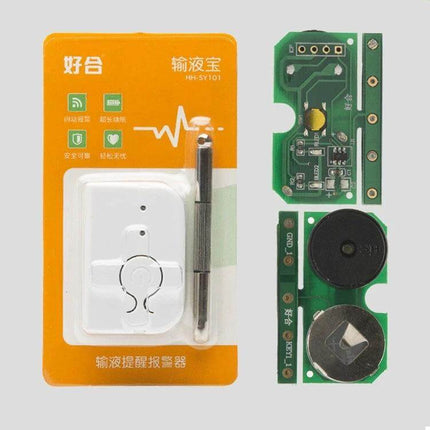 Hospital Infusion Reminder Alarm Sensor for Patient Monitoring - white bedside IV infusion reminder sensor with PCB and battery components