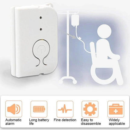 Hospital Infusion Reminder Alarm Sensor for Patient Monitoring white bedside IV alarm device showing automatic alarm and long battery life