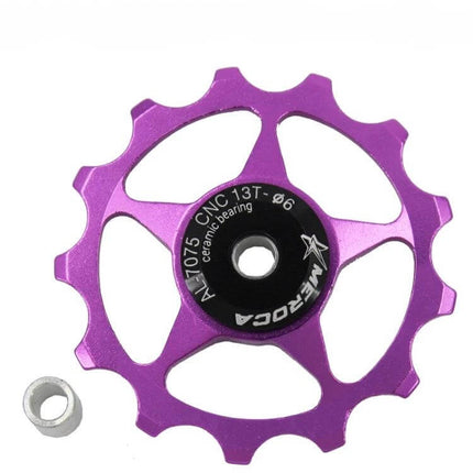 MEROCA Rear Derailleur Guide Wheel 11T/13T For Mountain and Road Bikes purple 13T aluminum replacement pulley with steel bearing