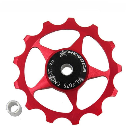 MEROCA Rear Derailleur Guide Wheel 11T/13T For Mountain and Road Bikes red anodized aluminum 11T replacement pulley with steel bearing