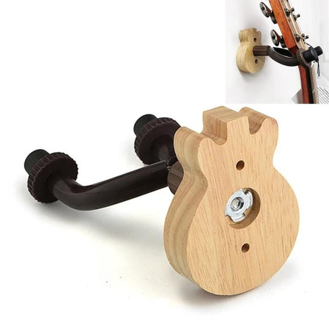 Stylish Wooden Wall Hook for Hanging Guitars in Music Rooms - wooden guitar wall mount with rubber-cushioned cradle, secure studio storage