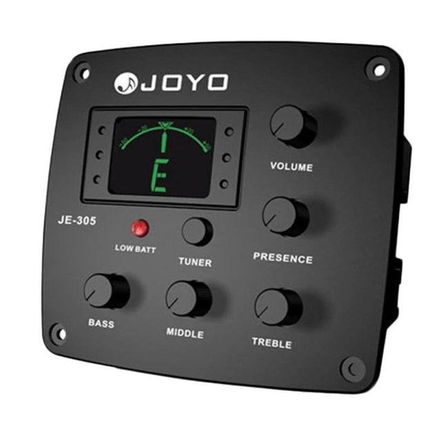 JOYO Guitar Pickup for Tuning and Sound Adjustment in Practice - JE-305 preamp with tuner and bass, middle, treble EQ controls