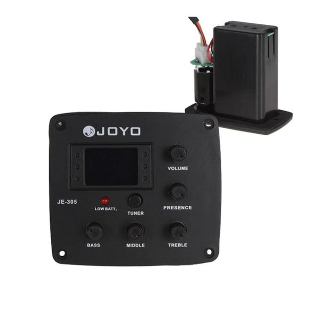 JOYO Guitar Pickup for Tuning and Sound Adjustment in Practice - black JE-305 preamp with tuner and EQ controls