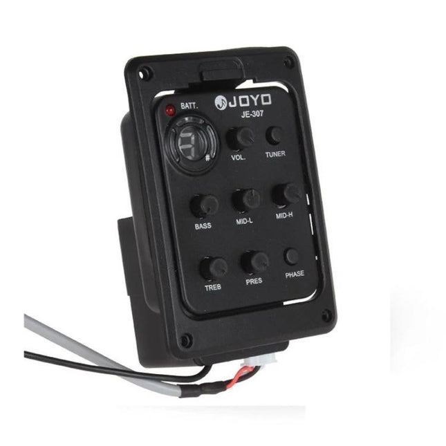 JOYO Acoustic Guitar Pickup for Everyday Music Sessions - JE-307 black acoustic pickup with EQ controls and tuner for practice and casual performance