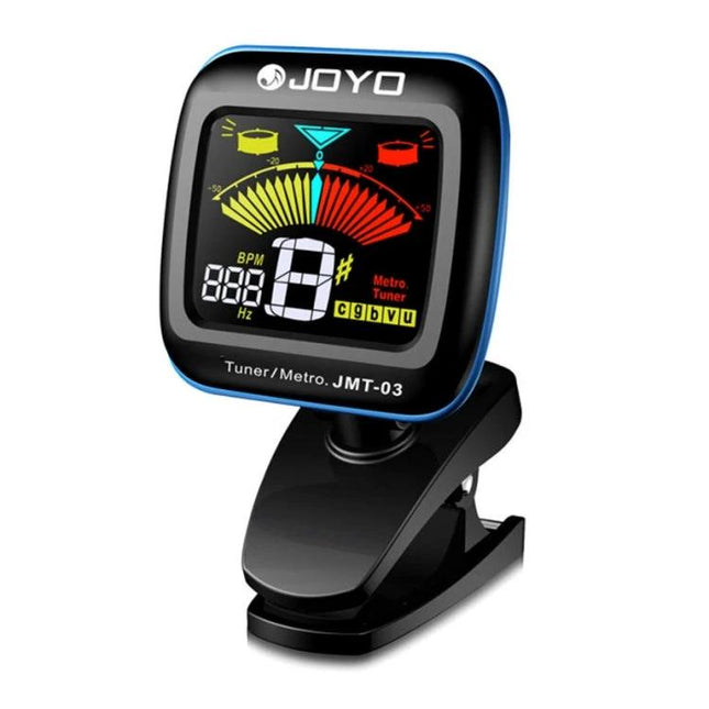 JOYO Clip-On Tuner for Everyday Music Practice Sessions – compact clip-on chromatic tuner with colorful display for guitar bass tuning