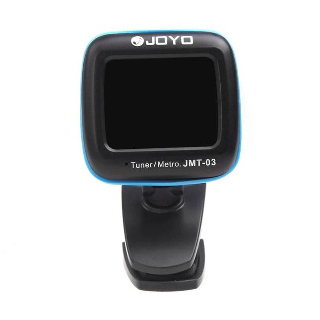 JOYO Clip-On Tuner for Everyday Music Practice Sessions - black clip-on chromatic tuner with LCD screen for guitar and bass