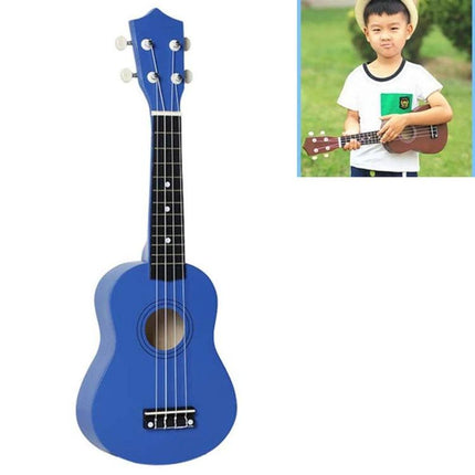 Ukulele for Children's Everyday Music Practice at Home - Blue wooden kid’s uke for relaxed chord practice