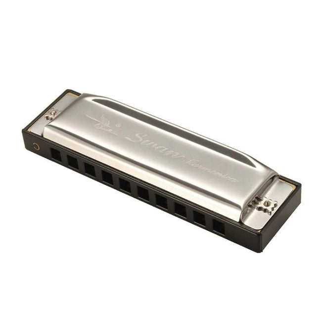 Swan Harmonica for Everyday Music Learning and Practice Sessions - silver diatonic harmonica on white background