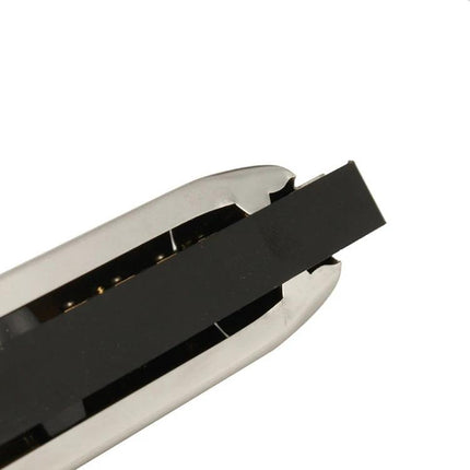 Swan Harmonica for Everyday Music Learning and Practice Sessions - close-up of stainless steel comb and black mouthpiece for easy practice