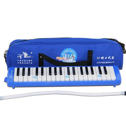 Swan Melodica for Beginner Music Practice at Home compact 37-key melodica with blue carrying case for quiet apartment practice