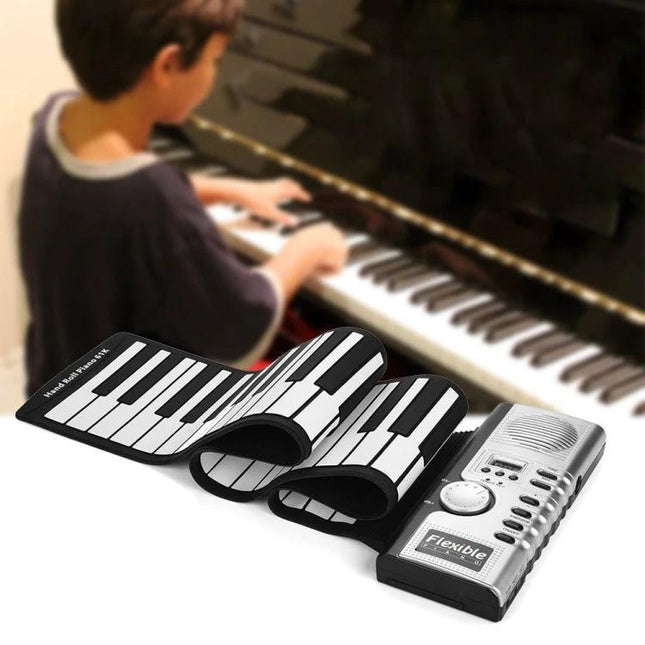 Flexible Roll Up Keyboard for Daily Music Practice Anywhere - portable rollable piano with built-in speaker for practice at home or on the go