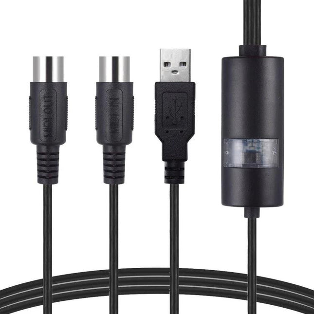 Wersi USB MIDI Cable for Connecting Computer to Electronic Instruments at Home - black USB to MIDI cable for home studio