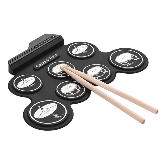 Electronic Drum for Daily Music Practice at Home - compact roll-up electronic drum set with sticks, headphones-ready for quiet living room practice