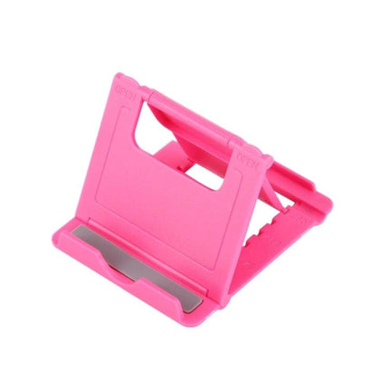 Pink Adjustable Universal Stand for Smartphones and Tablets holding a phone or tablet in landscape and portrait with adjustable angle